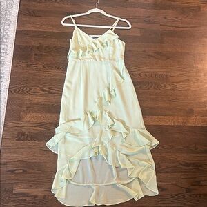 SHEIN Mint Green High Low Ruffle Dress